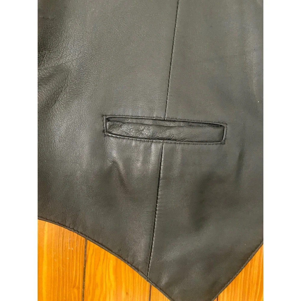 Katch Me Too West Mens Black Genuine Leather Western Snap Button Vest‎ XXXL